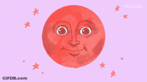 A Cartoon Drawing Of A Red Moon With The Words Moon Time Written On It GIF