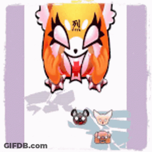 A Cartoon Drawing Of A Red Panda With Chinese Writing On Its Face GIF