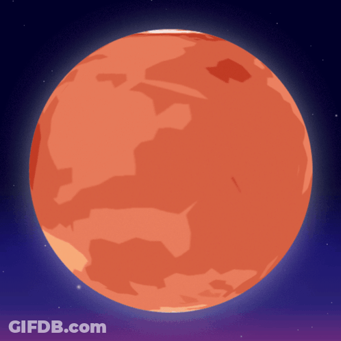 Cartoon Red Planet With Blue Sky GIF