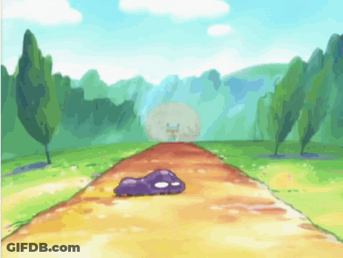 A Cartoon Drawing Of A Road With Trees On The Side GIF