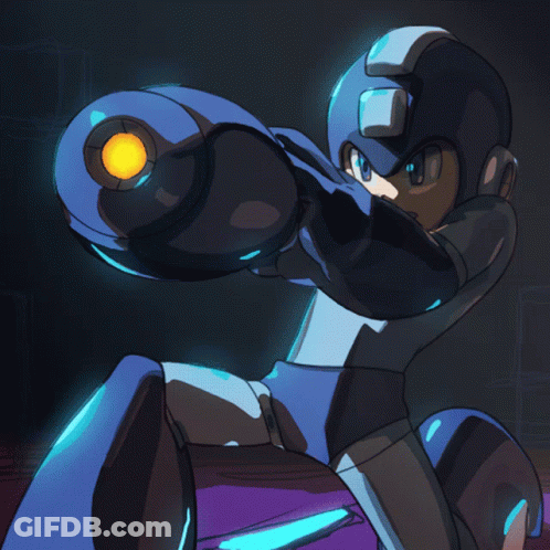 A Cartoon Drawing Of A Robot Holding A Large Beam Of Light GIF