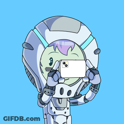 A Cartoon Drawing Of A Robot Taking A Picture GIF