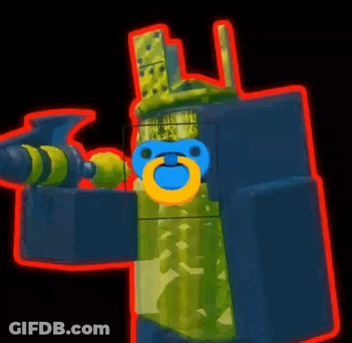 A Cartoon Drawing Of A Robot With A Pacifier In His Mouth GIF