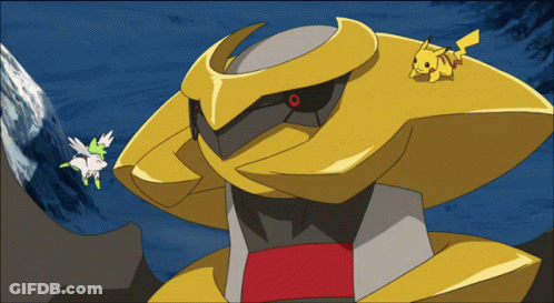 A Cartoon Drawing Of A Robot With A Pikachu On Top GIF