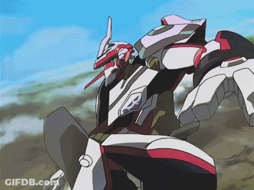 A Cartoon Drawing Of A Robot With A Red Head And A White Body GIF
