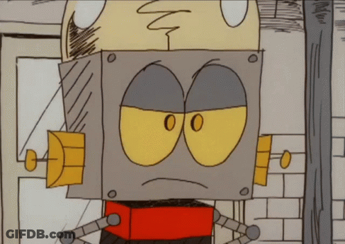 A Cartoon Drawing Of A Robot With A Yellow Eye GIF