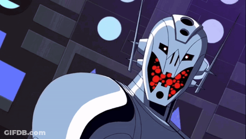 A Cartoon Drawing Of A Robot With Red Eyes And Antennas GIF