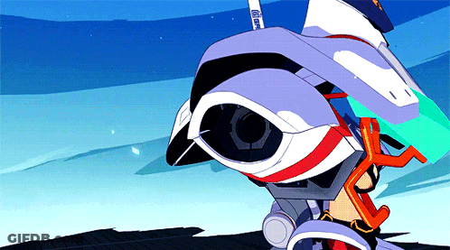 A Cartoon Drawing Of A Robot With The Letter E On The Back GIF