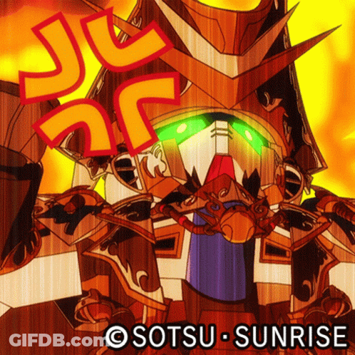 A Cartoon Drawing Of A Robot With The Word Sunrise On The Bottom GIF