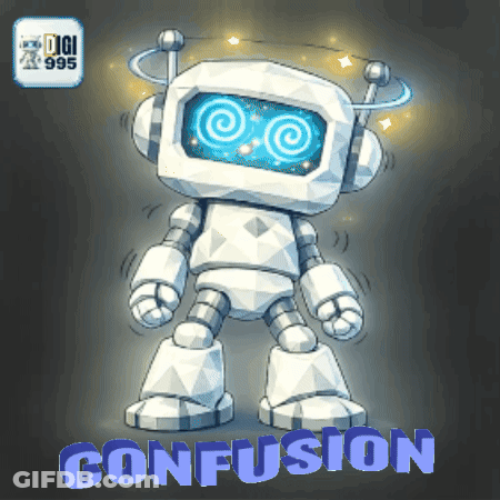 A Cartoon Drawing Of A Robot With The Words Confusion Below It GIF