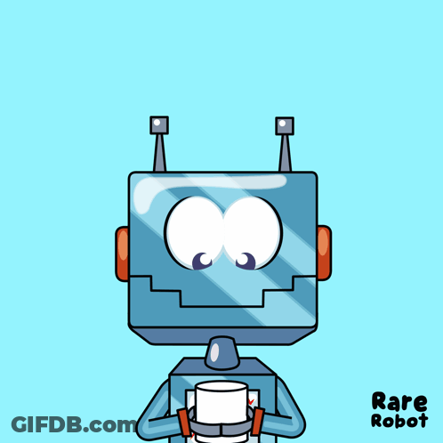 A Cartoon Drawing Of A Robot With The Words Rare Robot On The Bottom GIF