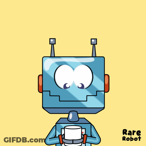 A Cartoon Drawing Of A Robot With The Words Rare Robot Written Below It GIF