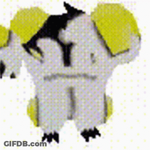 A Cartoon Drawing Of A Robot With Yellow Arms And Legs . GIF