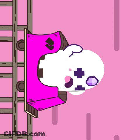 A Cartoon Drawing Of A Roller Coaster With A White Bunny On It GIF