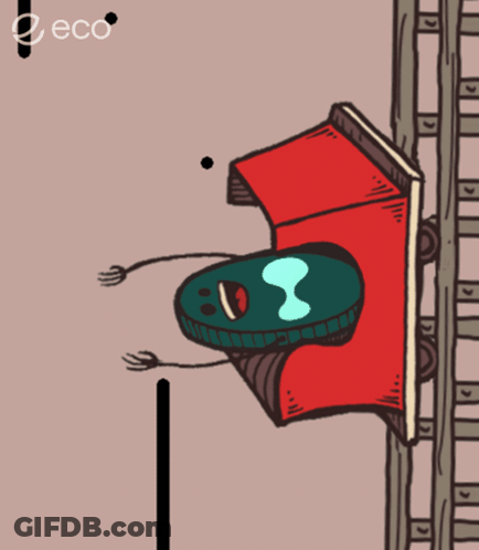 A Cartoon Drawing Of A Roller Coaster With The Word Eco On The Bottom Right GIF