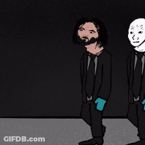 A Cartoon Drawing Of A Row Of Men In Suits And Ties GIF