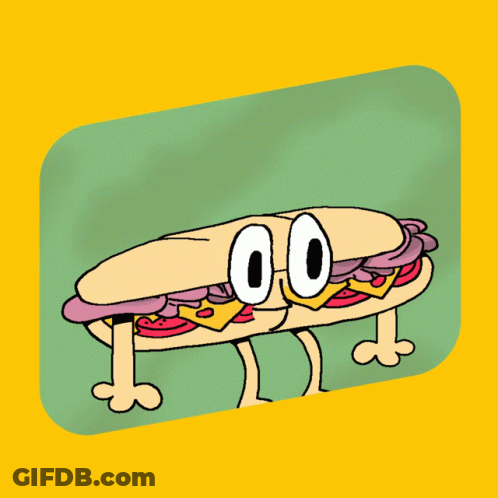 A Cartoon Drawing Of A Sandwich With The Number 00 On Its Eyes GIF