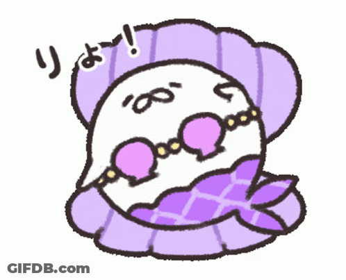 A Cartoon Drawing Of A Seagull With A Purple Shell On Its Head GIF