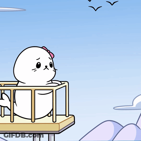 A Cartoon Drawing Of A Seal With A Pink Bow On Her Head GIF