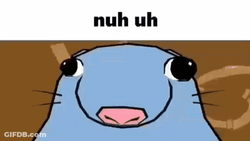 A Cartoon Drawing Of A Seal With A Pink Nose And The Words `` Nuh Uh '' Written Above It . GIF