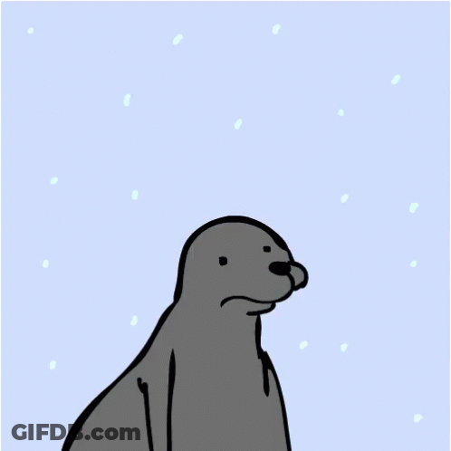 A Cartoon Drawing Of A Seal With A Rainbow Background GIF