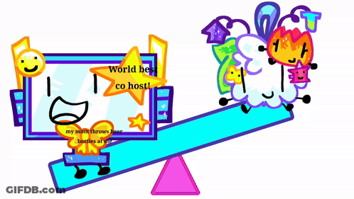 A Cartoon Drawing Of A Sheep And A Fireball With The Words World Best Co Host GIF