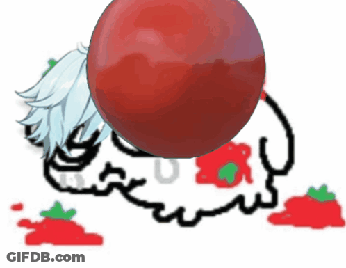 A Cartoon Drawing Of A Sheep With A Red Ball On Its Head GIF