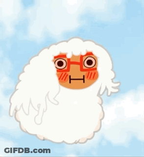 A Cartoon Drawing Of A Sheep With Glasses And The Letter H On It 'S Face GIF