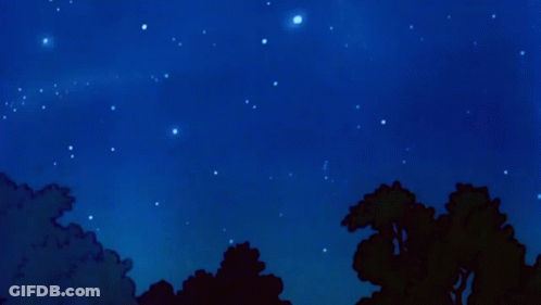 A Cartoon Drawing Of A Shooting Star In A Dark Night Sky GIF