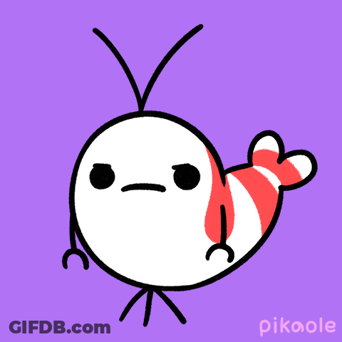 A Cartoon Drawing Of A Shrimp With Smoke Coming Out Of Its Mouth And The Name Pikoole On The Bottom GIF
