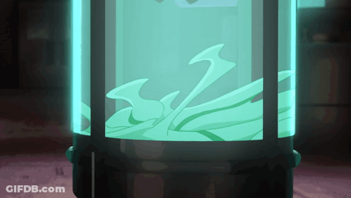 A Cartoon Drawing Of A Skeleton In A Container GIF