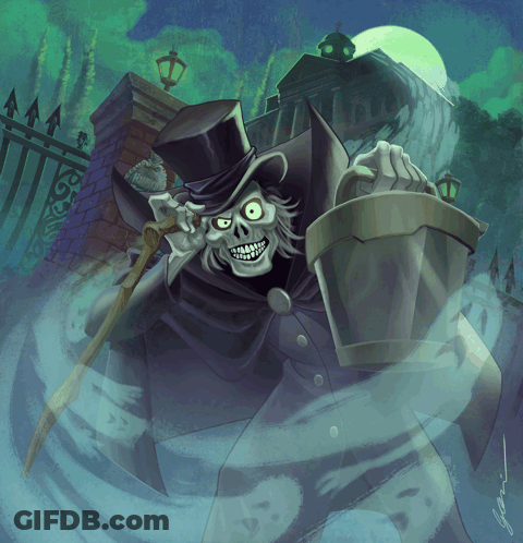 A Cartoon Drawing Of A Skeleton In A Top Hat GIF
