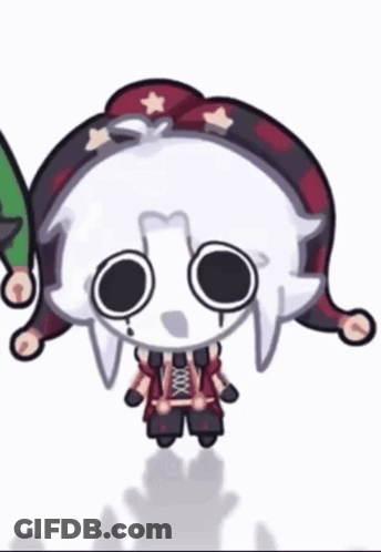 A Cartoon Drawing Of A Skeleton With A Red And Black Hat GIF
