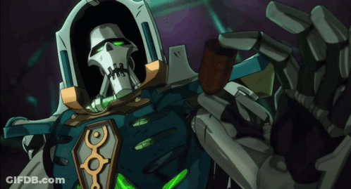 A Cartoon Drawing Of A Skeleton With A Shield And A Sword GIF