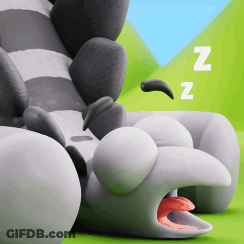A Cartoon Drawing Of A Sleeping Animal With The Letters Nz Next To It GIF