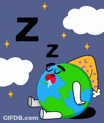 A Cartoon Drawing Of A Sleeping Earth With The Letters Nz Above It GIF