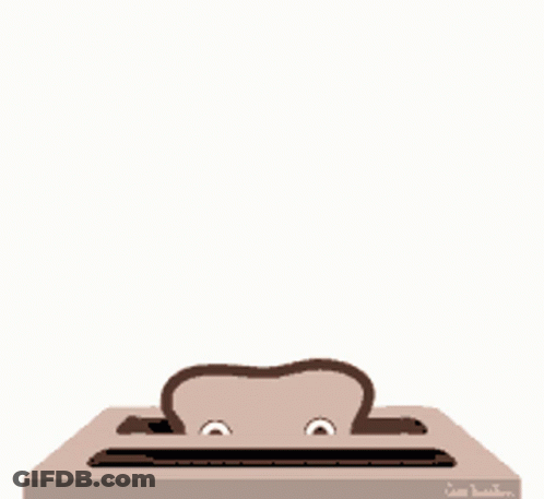 A Cartoon Drawing Of A Slice Of Toast Says Hi GIF