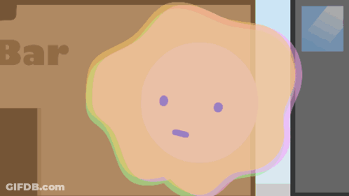 A Cartoon Drawing Of A Smiley Face With A Bar In The Background GIF