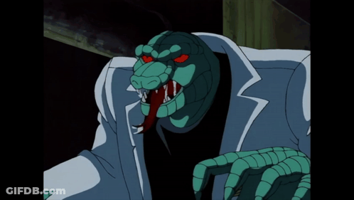 A Cartoon Drawing Of A Snake With A White Coat On GIF