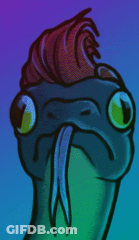 A Cartoon Drawing Of A Snake With Green Eyes GIF