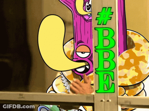A Cartoon Drawing Of A Snake With The Letters #Bbe Written On It GIF