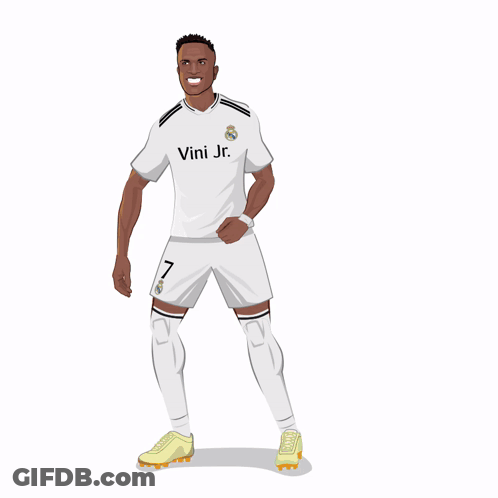 A Cartoon Drawing Of A Soccer Player With The Name Vini Jr. On His Jersey GIF