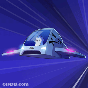 A Cartoon Drawing Of A Space Ship With A Penguin In It GIF