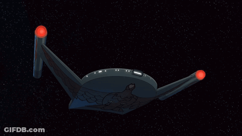 A Cartoon Drawing Of A Space Ship With Two Red Lights On The Side GIF