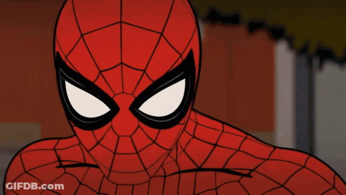 A Cartoon Drawing Of A Spider Man Holding A Rope GIF