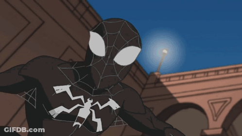 A Cartoon Drawing Of A Spider With The Word Venom On His Face GIF
