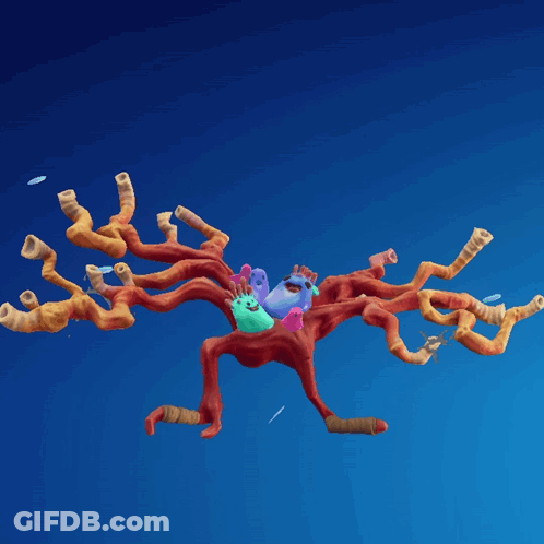 A Cartoon Drawing Of A Sponge With A Blue Background GIF