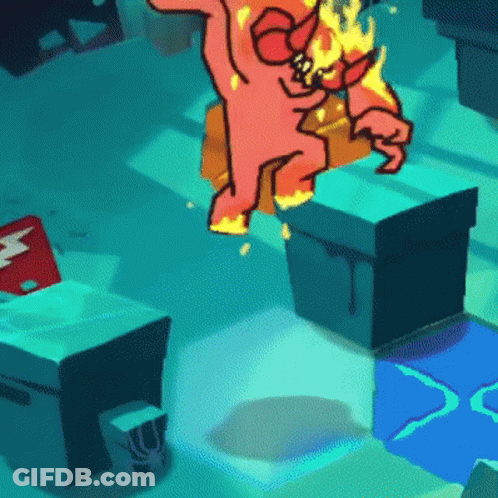 A Cartoon Drawing Of A Spongebob Character On Fire GIF