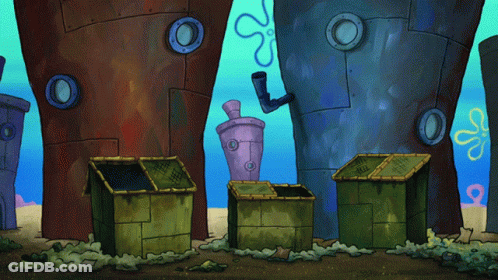 SpongeBob Scene With Trash Cans And Blender GIF