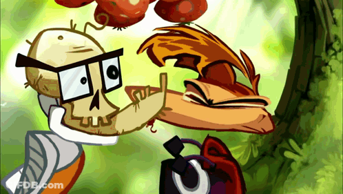 A Cartoon Drawing Of A Squirrel And A Skeleton With Glasses GIF